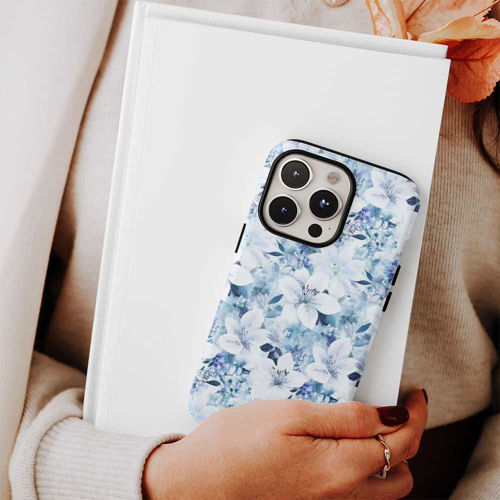 Double-Layer Semi-Handprinted Tough Matte Lily iPhone Case