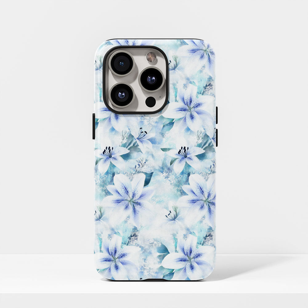 Double-Layer Semi-Handprinted Tough Matte Lily iPhone Case