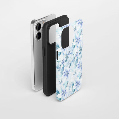 Double-Layer Semi-Handprinted Tough Matte Lily iPhone Case