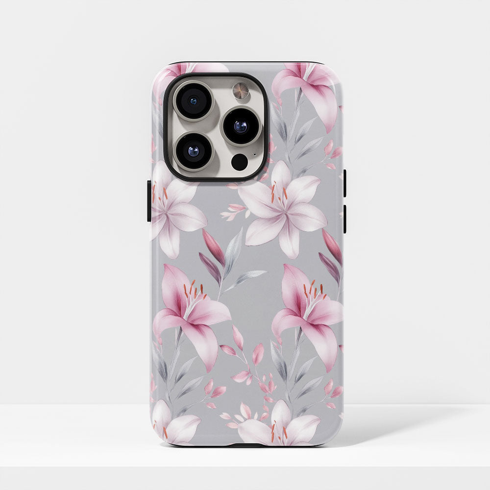 เคส iPhone Lily แบบด้านทนทาน 2 ชั้น พิมพ์ด้วยมือครึ่งหนึ่ง 