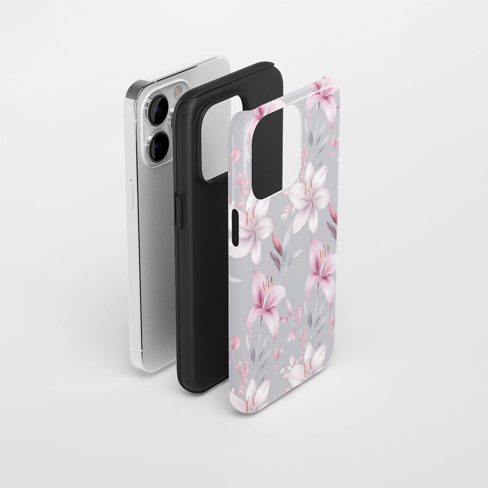 เคส iPhone Lily แบบด้านทนทาน 2 ชั้น พิมพ์ด้วยมือครึ่งหนึ่ง 
