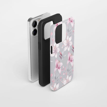 เคส iPhone Lily แบบด้านทนทาน 2 ชั้น พิมพ์ด้วยมือครึ่งหนึ่ง 