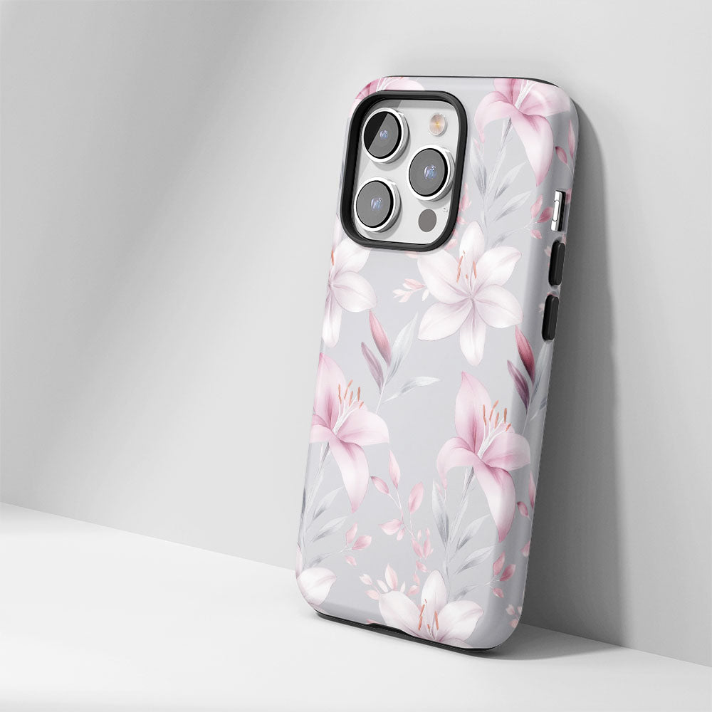 เคส iPhone Lily แบบด้านทนทาน 2 ชั้น พิมพ์ด้วยมือครึ่งหนึ่ง 