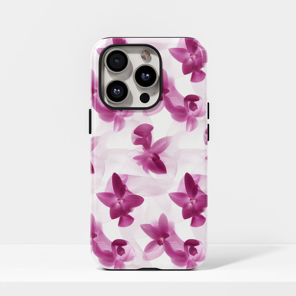 Double-Layer Semi-Handprinted Tough Matte Orchid iPhone Case