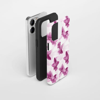 Double-Layer Semi-Handprinted Tough Matte Orchid iPhone Case