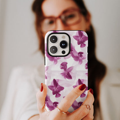 Double-Layer Semi-Handprinted Tough Matte Orchid iPhone Case