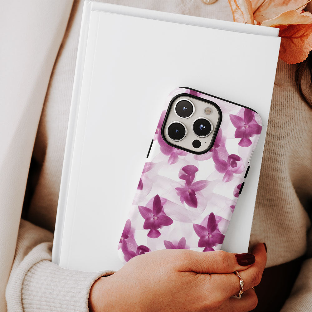 Double-Layer Semi-Handprinted Tough Matte Orchid iPhone Case