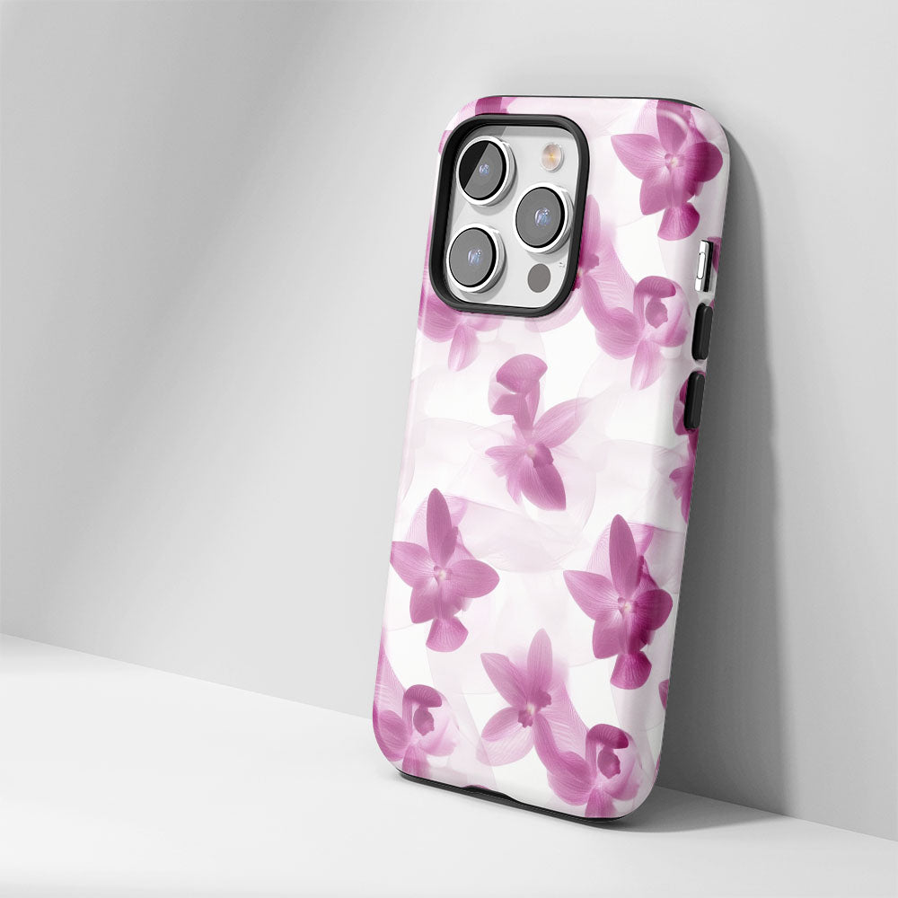 Double-Layer Semi-Handprinted Tough Matte Orchid iPhone Case