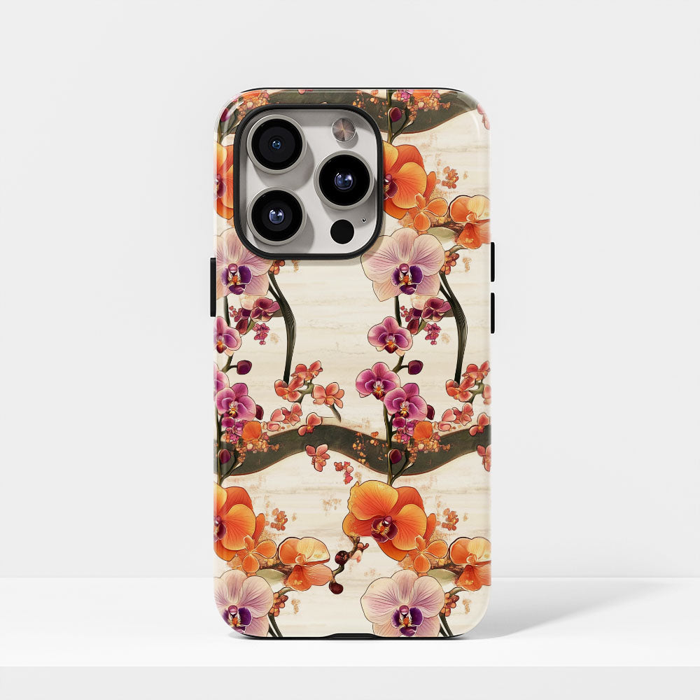 Double-Layer Semi-Handprinted Tough Matte Orchid iPhone Case