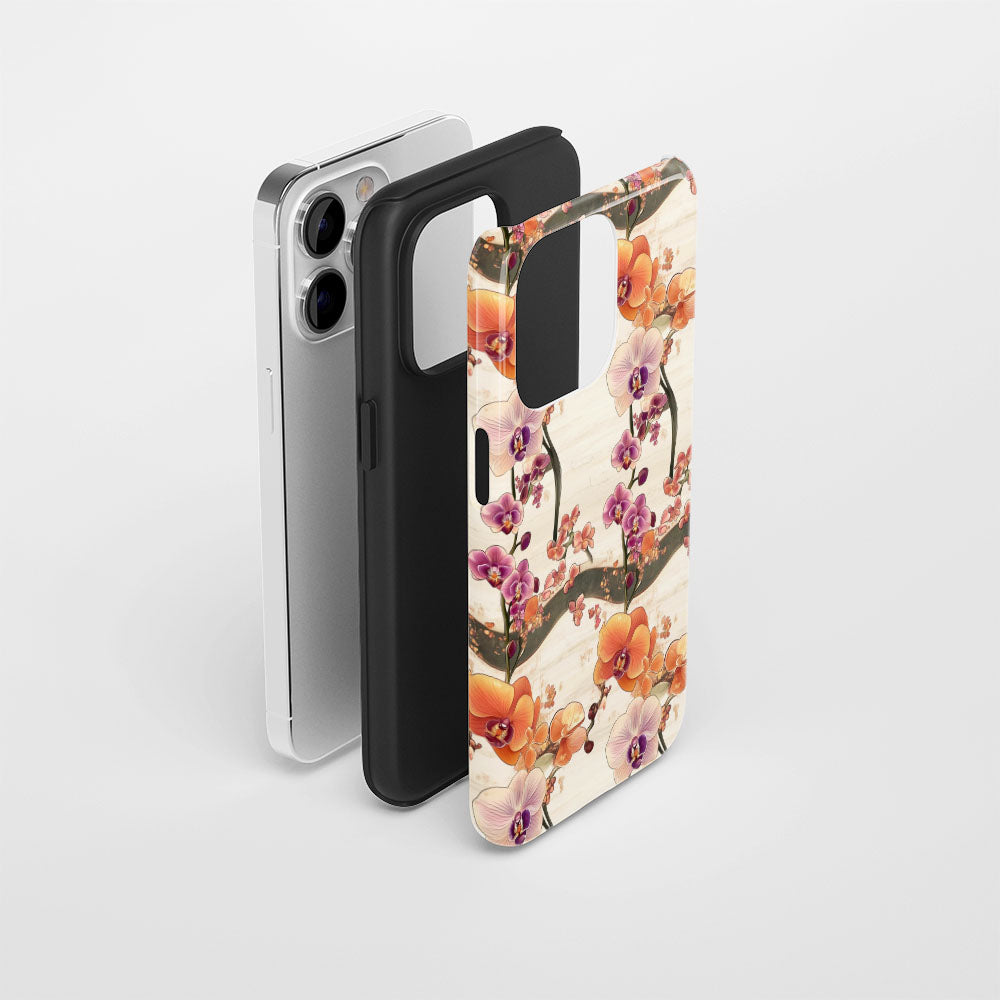 Double-Layer Semi-Handprinted Tough Matte Orchid iPhone Case