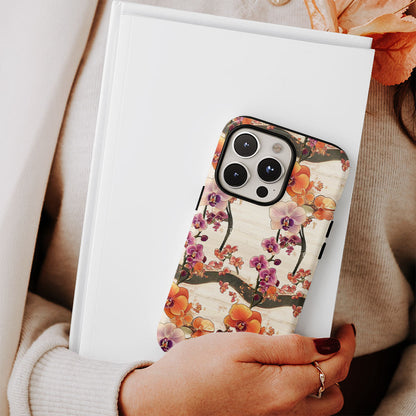 Double-Layer Semi-Handprinted Tough Matte Orchid iPhone Case