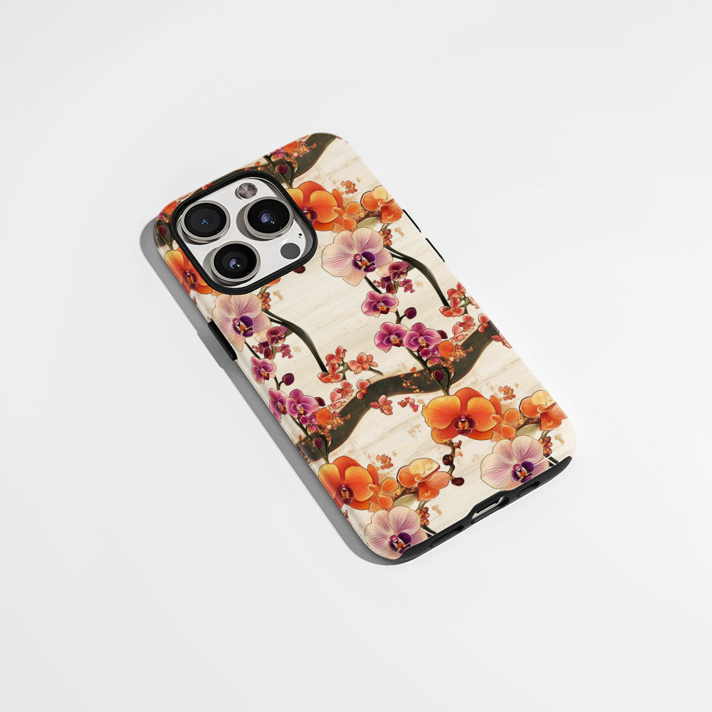 Double-Layer Semi-Handprinted Tough Matte Orchid iPhone Case