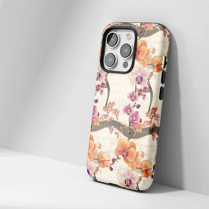 Double-Layer Semi-Handprinted Tough Matte Orchid iPhone Case