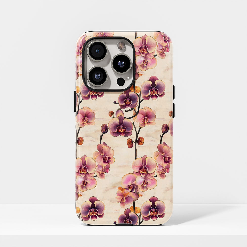 Double-Layer Semi-Handprinted Tough Matte Orchid iPhone Case