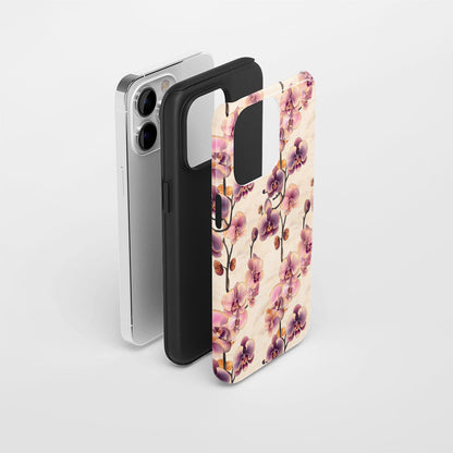 Double-Layer Semi-Handprinted Tough Matte Orchid iPhone Case
