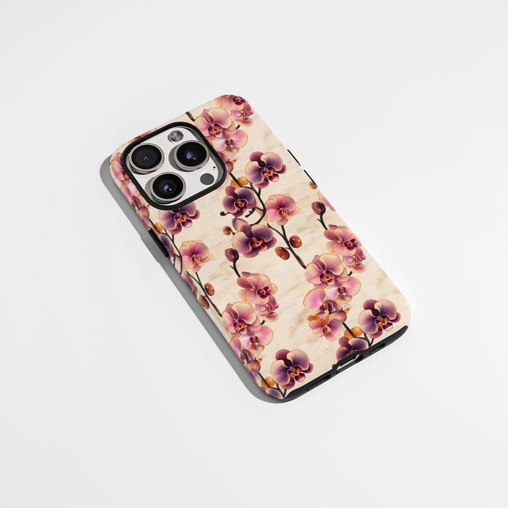 Double-Layer Semi-Handprinted Tough Matte Orchid iPhone Case