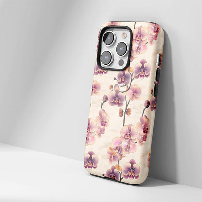 Double-Layer Semi-Handprinted Tough Matte Orchid iPhone Case
