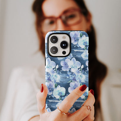 Double-Layer Semi-Handprinted Tough Matte Orchid iPhone Case