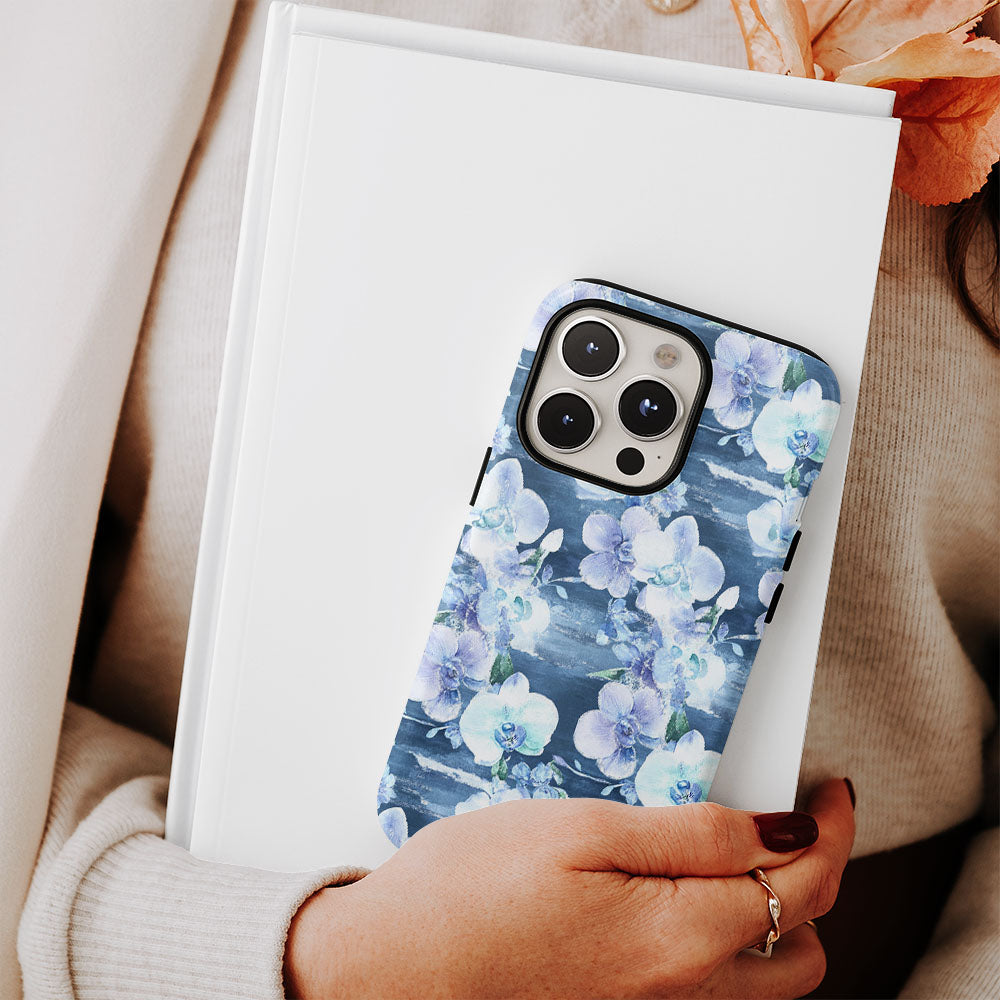 Double-Layer Semi-Handprinted Tough Matte Orchid iPhone Case
