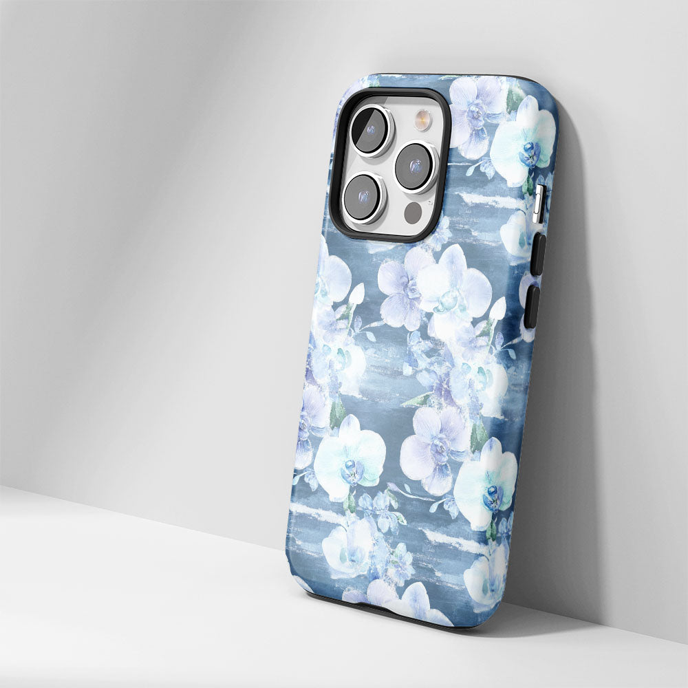Double-Layer Semi-Handprinted Tough Matte Orchid iPhone Case