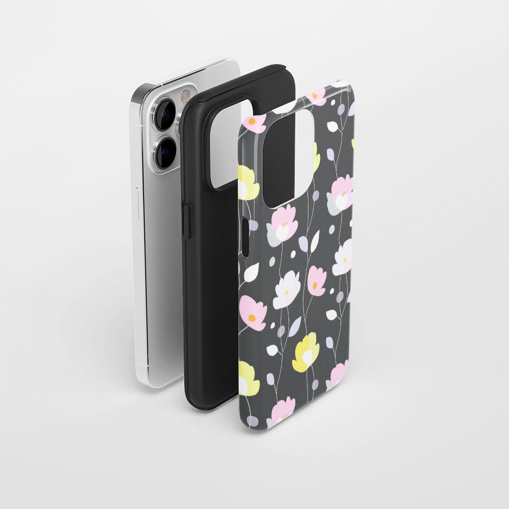 雙層半手印花霧面牡丹 iPhone 手機殼