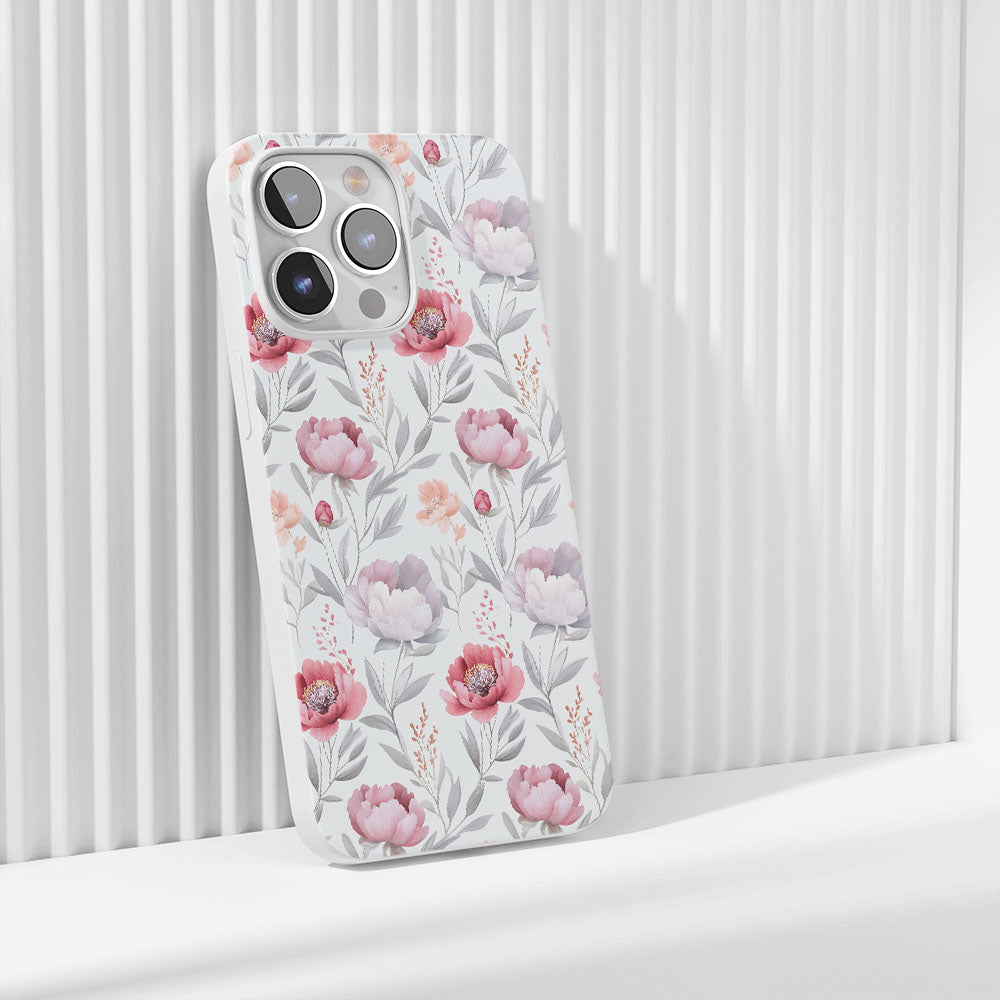 Latest 3rd-Generation Crystal Tough Glossy Peony iPhone Case (MagSafe-Compatible)
