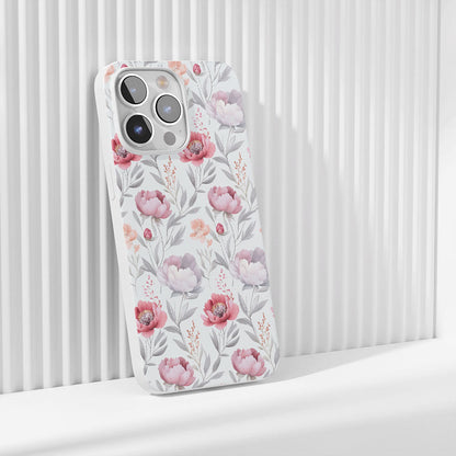 Latest 3rd-Generation Crystal Tough Glossy Peony iPhone Case (MagSafe-Compatible)