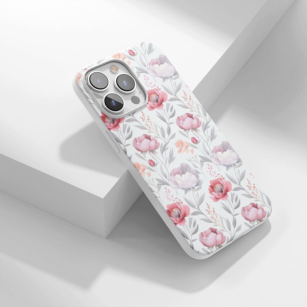 Latest 3rd-Generation Crystal Tough Glossy Peony iPhone Case (MagSafe-Compatible)
