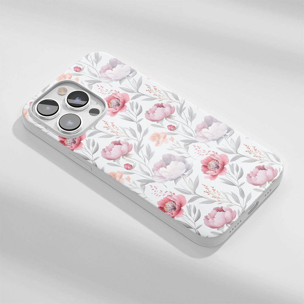 Latest 3rd-Generation Crystal Tough Glossy Peony iPhone Case (MagSafe-Compatible)