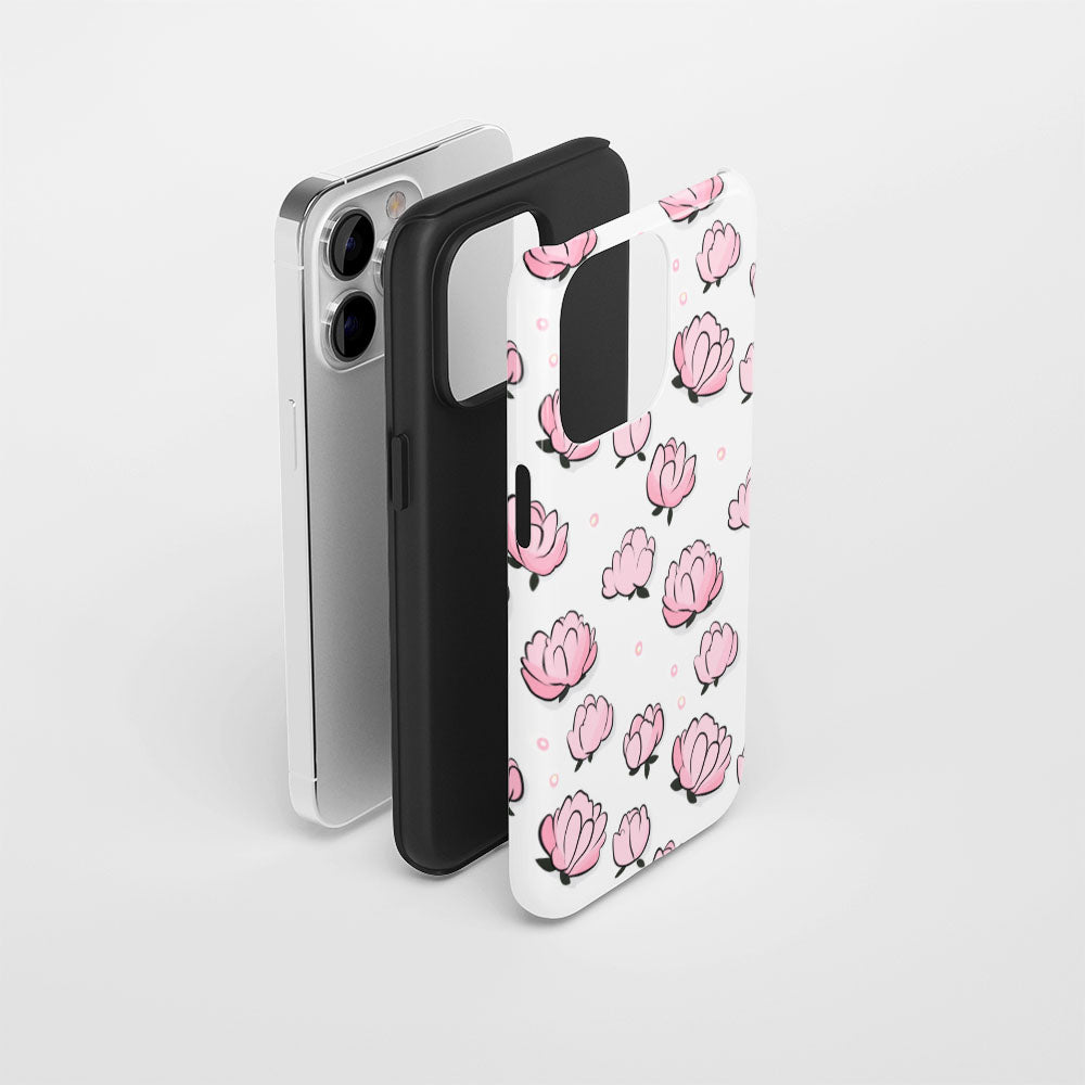 雙層半手印花霧面牡丹 iPhone 手機殼