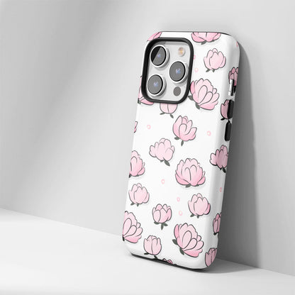 雙層半手印花霧面牡丹 iPhone 手機殼