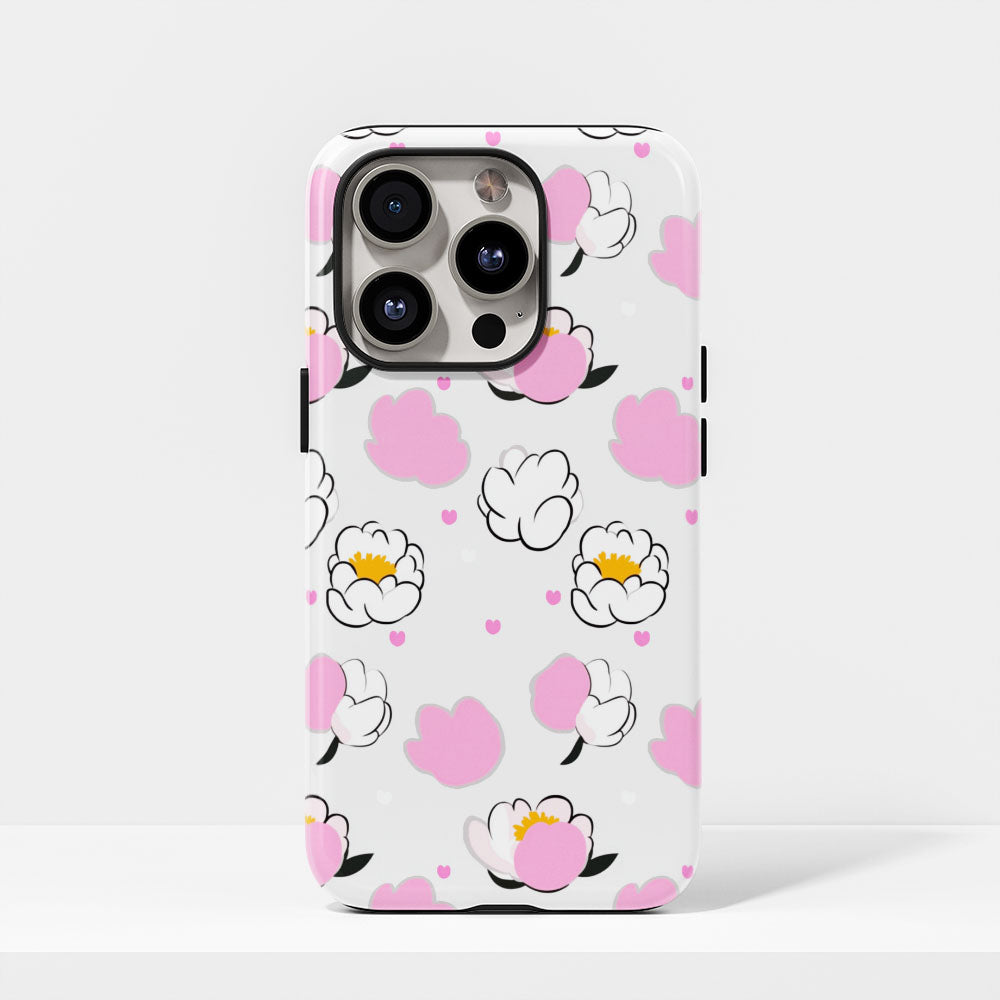 雙層半手印花霧面牡丹 iPhone 手機殼