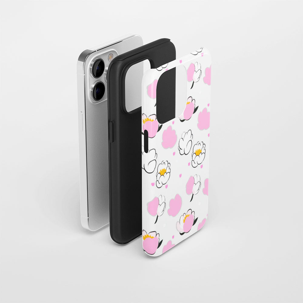 雙層半手印花霧面牡丹 iPhone 手機殼