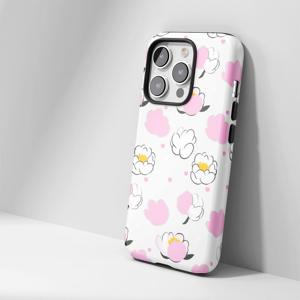 雙層半手印花霧面牡丹 iPhone 手機殼
