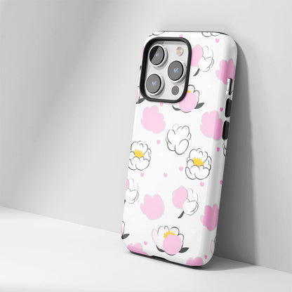 雙層半手印花霧面牡丹 iPhone 手機殼