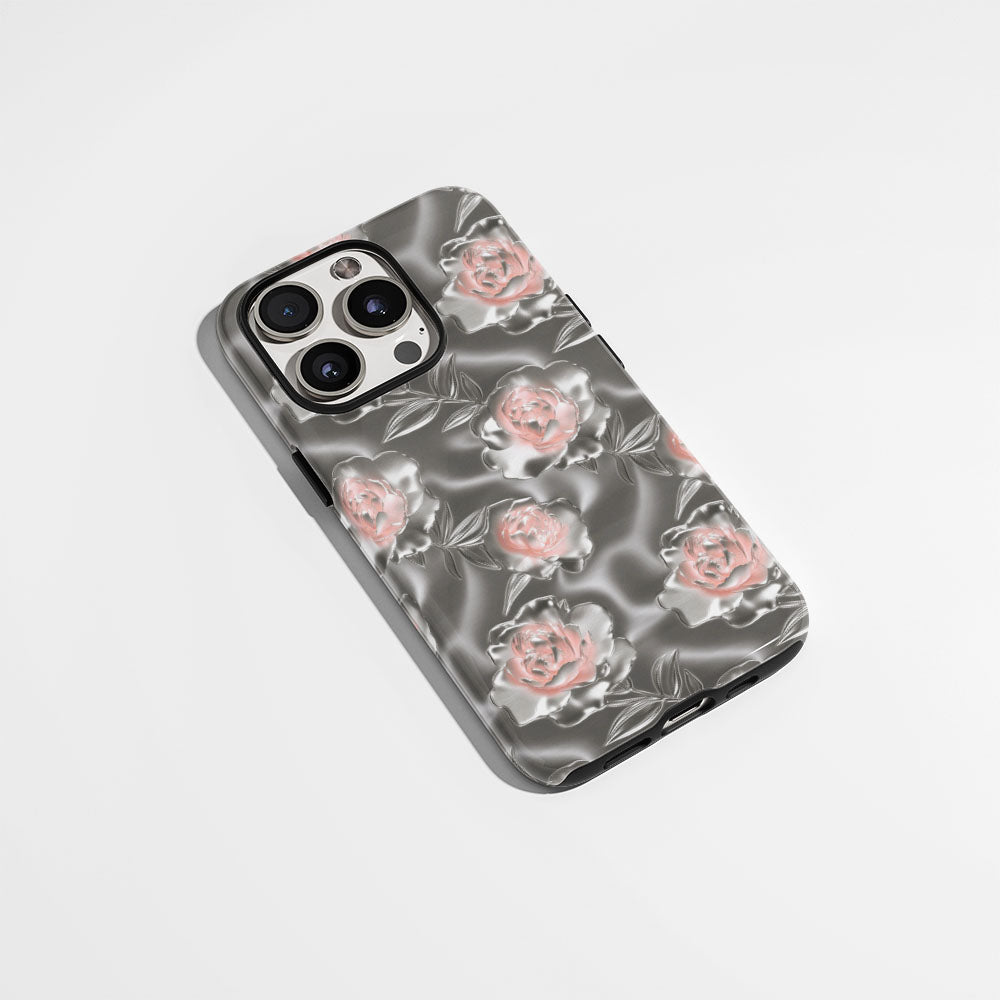 雙層半手印花霧面牡丹 iPhone 手機殼