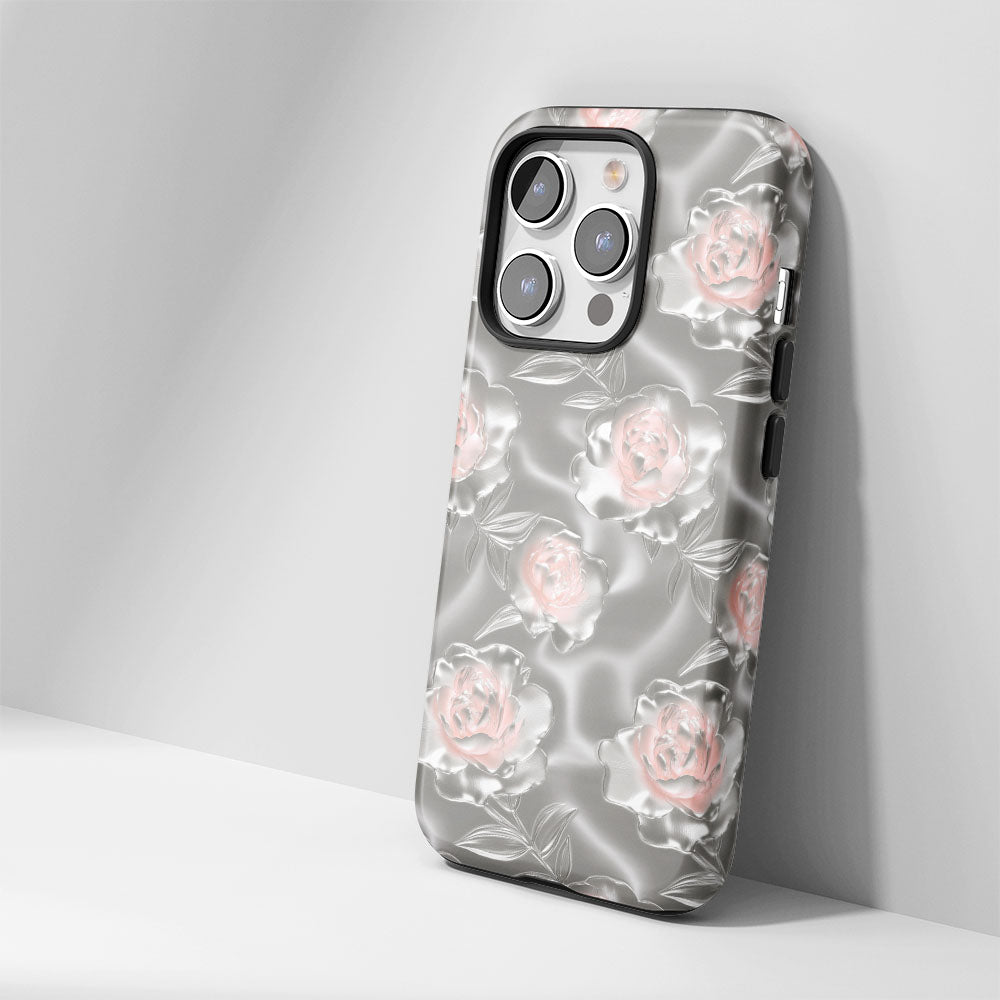 雙層半手印花霧面牡丹 iPhone 手機殼