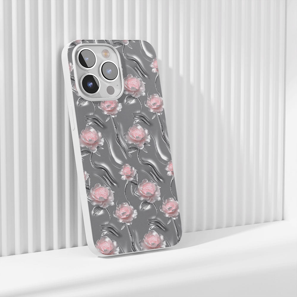 Latest 3rd-Generation Crystal Tough Glossy Peony iPhone Case (MagSafe-Compatible)