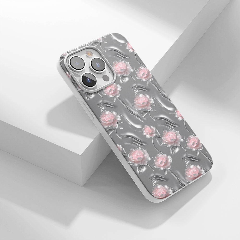 Latest 3rd-Generation Crystal Tough Glossy Peony iPhone Case (MagSafe-Compatible)