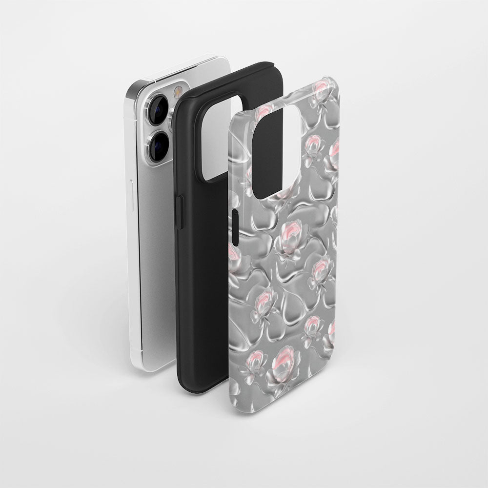 เคส iPhone ลายดอกโบตั๋นเคลือบด้าน 2 ชั้น พิมพ์ลายด้วยมือ 