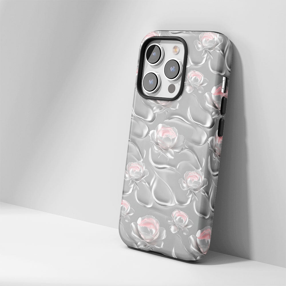 เคส iPhone ลายดอกโบตั๋นเคลือบด้าน 2 ชั้น พิมพ์ลายด้วยมือ 