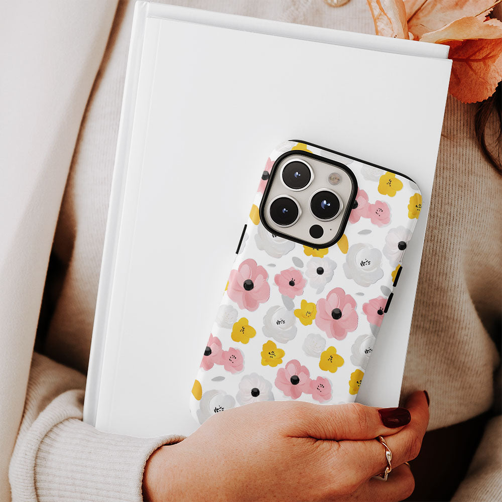 เคส iPhone ลายดอกโบตั๋นเคลือบด้าน 2 ชั้น พิมพ์ลายด้วยมือ 