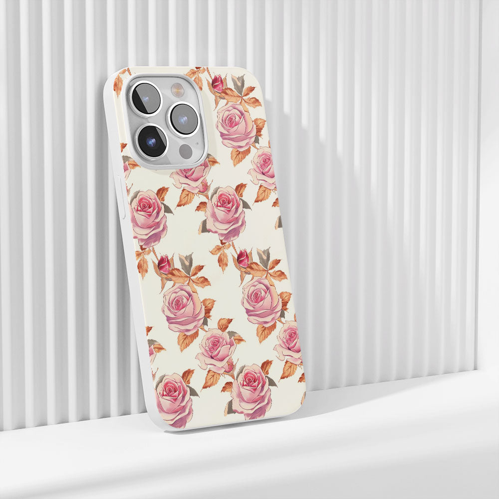 Latest 3rd-Generation Crystal Tough Glossy Pink Rose iPhone Case (MagSafe-Compatible)