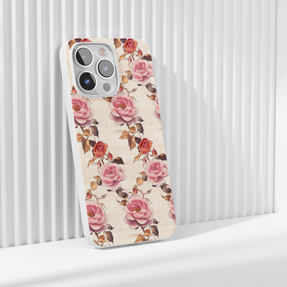 Latest 3rd-Generation Crystal Tough Glossy Pink Rose iPhone Case (MagSafe-Compatible)