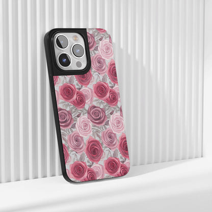 Industry-Level Tough Matte Red Rose iPhone Case (MagSafe-Compatible)