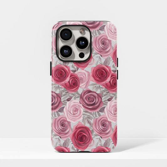 雙層半手印堅韌霧面紅玫瑰 iPhone 手機殼
