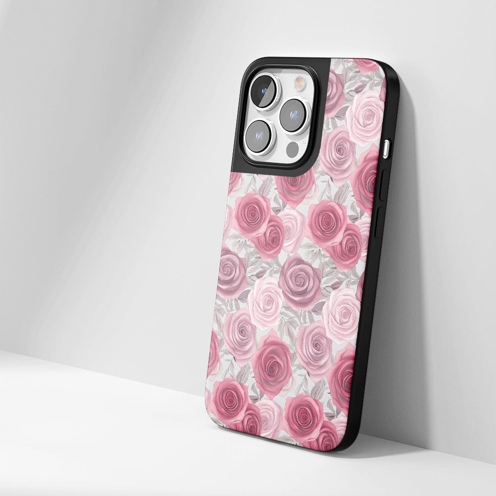 Industry-Level Tough Matte Red Rose iPhone Case (MagSafe-Compatible)