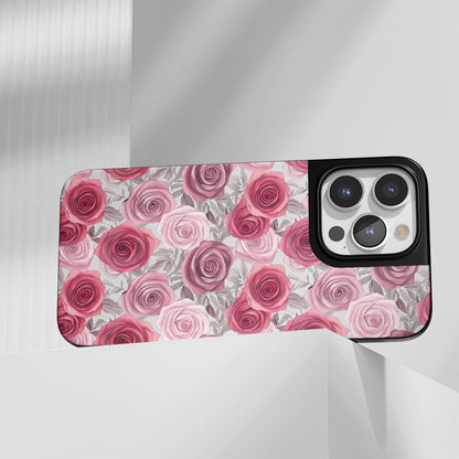 Industry-Level Tough Matte Red Rose iPhone Case (MagSafe-Compatible)