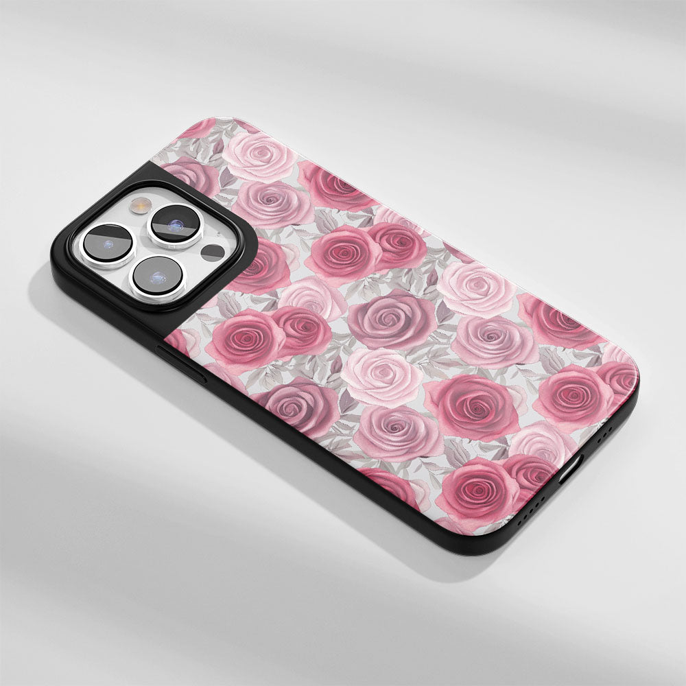 Industry-Level Tough Matte Red Rose iPhone Case (MagSafe-Compatible)