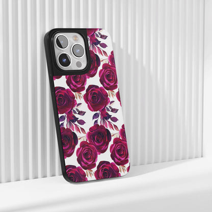 Industry-Level Tough Matte Red Rose iPhone Case (MagSafe-Compatible)